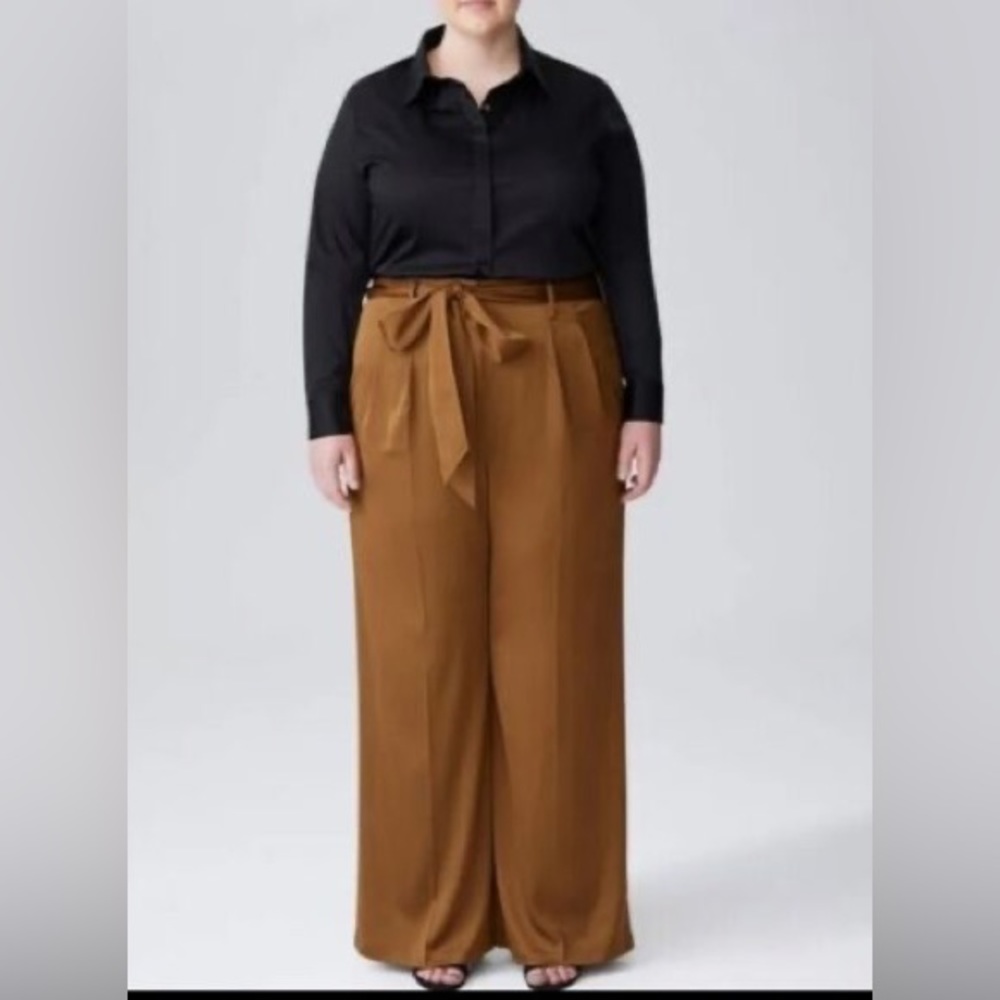Universal Standard Tresa Wide Leg Tie Pants Caramel XL